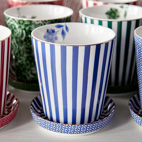 Set/2 Mug Piccola senza orecchio Strisce Reali e Tea Tip Blu