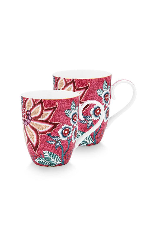 Set/2 Mugs Flower Festival Dark Pink