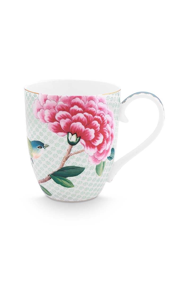 Set/2 Mugs Xl Blushing Birds White