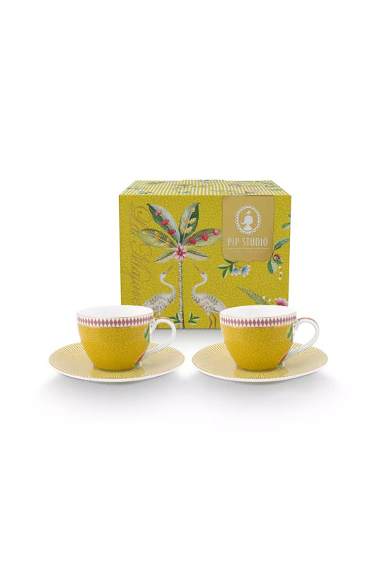 Set/2 Espresso Cups & Saucers La Majorelle Yellow