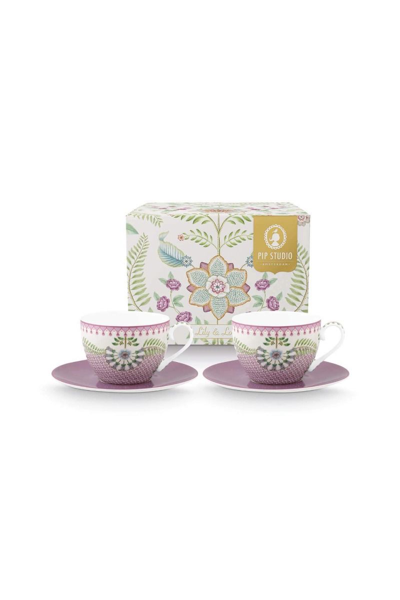 Set/2 Espresso Cups And Saucers Lily&Lotus