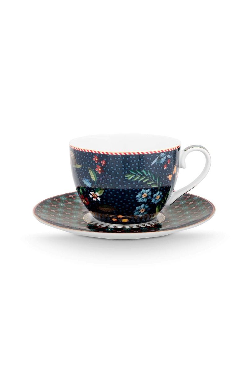Set/2 Cups & Saucers Berry Blues