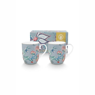 Set/2 Mugs Flower Festival Light Blue