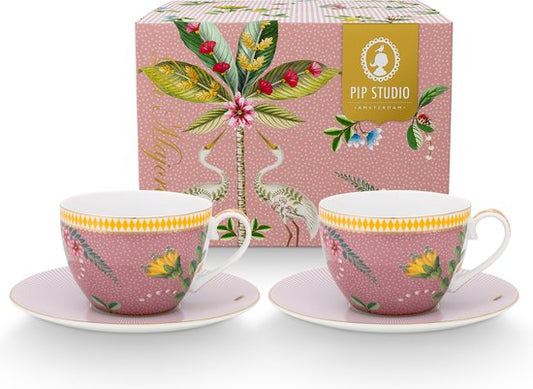 Set/2 Cups & Saucers La Majorelle Pink