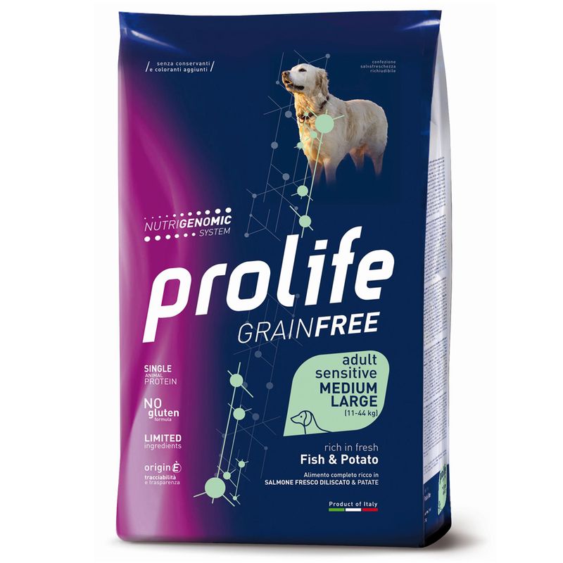 Prolife Dog Grain Free Sensitive Adult Pesce M/L