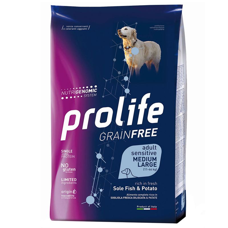 Prolife Dog Grain Free Sensitive Adult Sogliola M/L