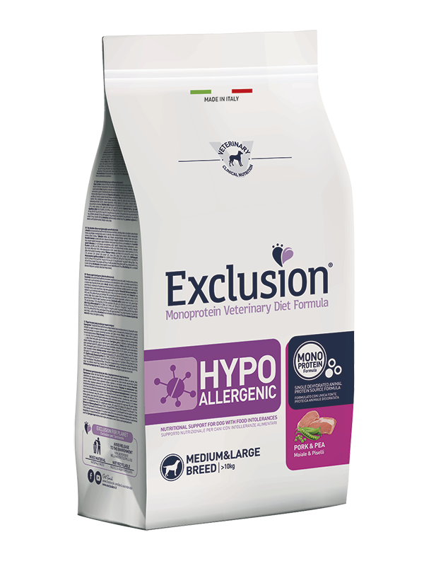 Exclusion Dog Hypoallergenic Maiale & Piselli Medium/L