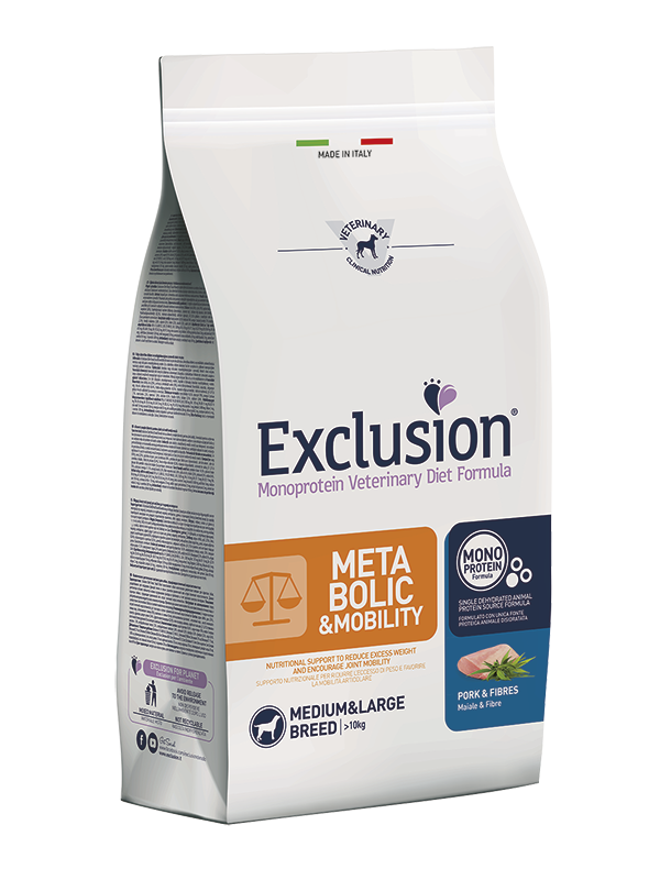 Exclusion Dog Metabolic-Mobility Maiale & Fibre Medium/L