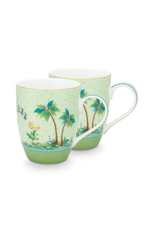 Set/2 Tazze Large Jolie Gold Dots Green 350ml