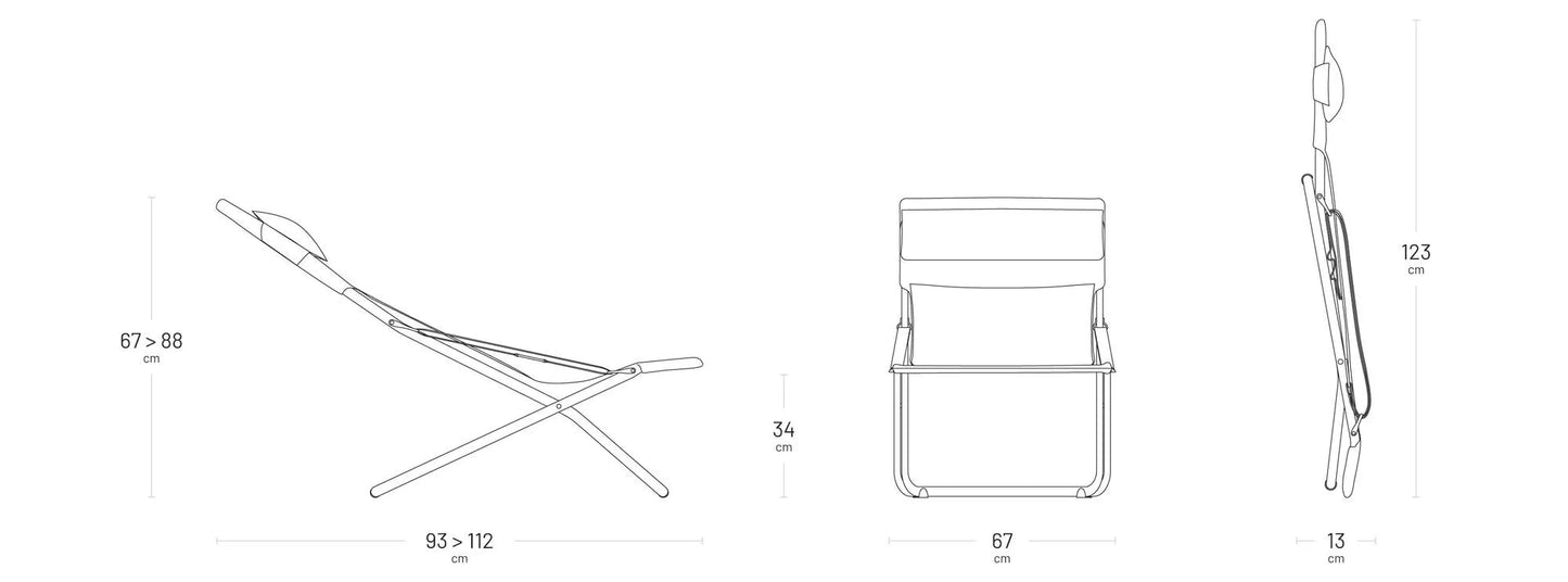Sedia a sdraio pieghevole multi-posizione Transabed Batyline® Graphite 8717