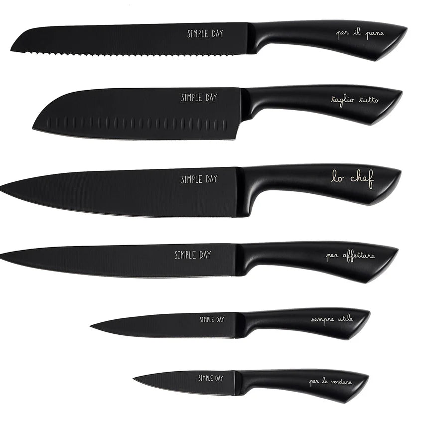 Set 6 Coltelli Per La Cucina Nero