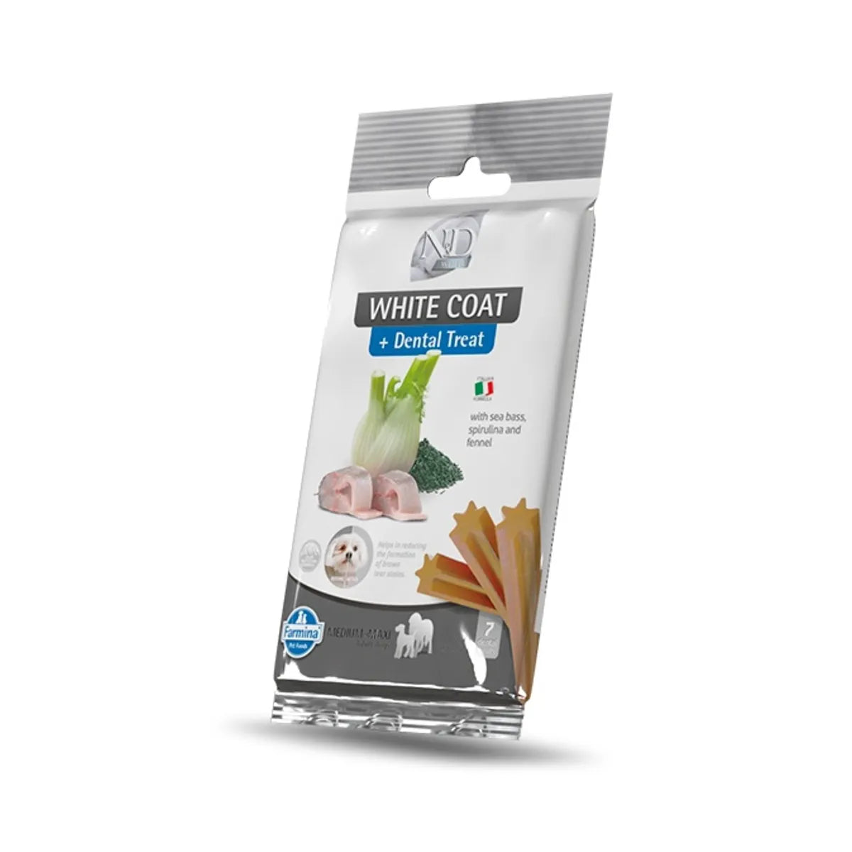 Treat Nd White Dog Spigola Riso Spirulina Med/Max Gr 100