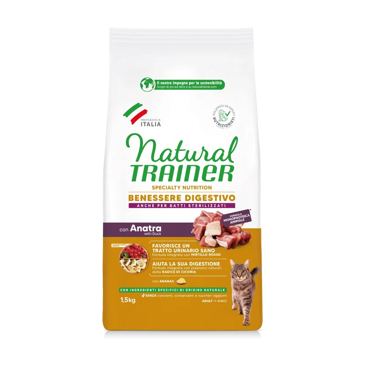 Natural Trainer Cat Sensitive Anatra 1,5kg