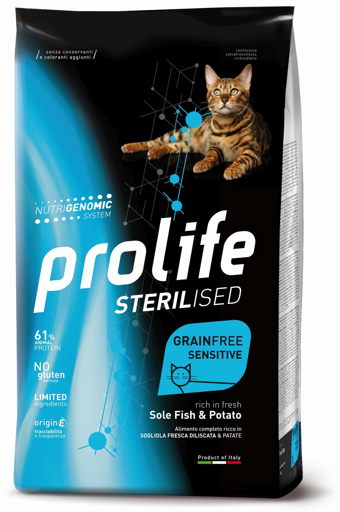 Prolife Cat Sterilizzato Grain Free Sensitive Adult Sogliola 1,5 Kg