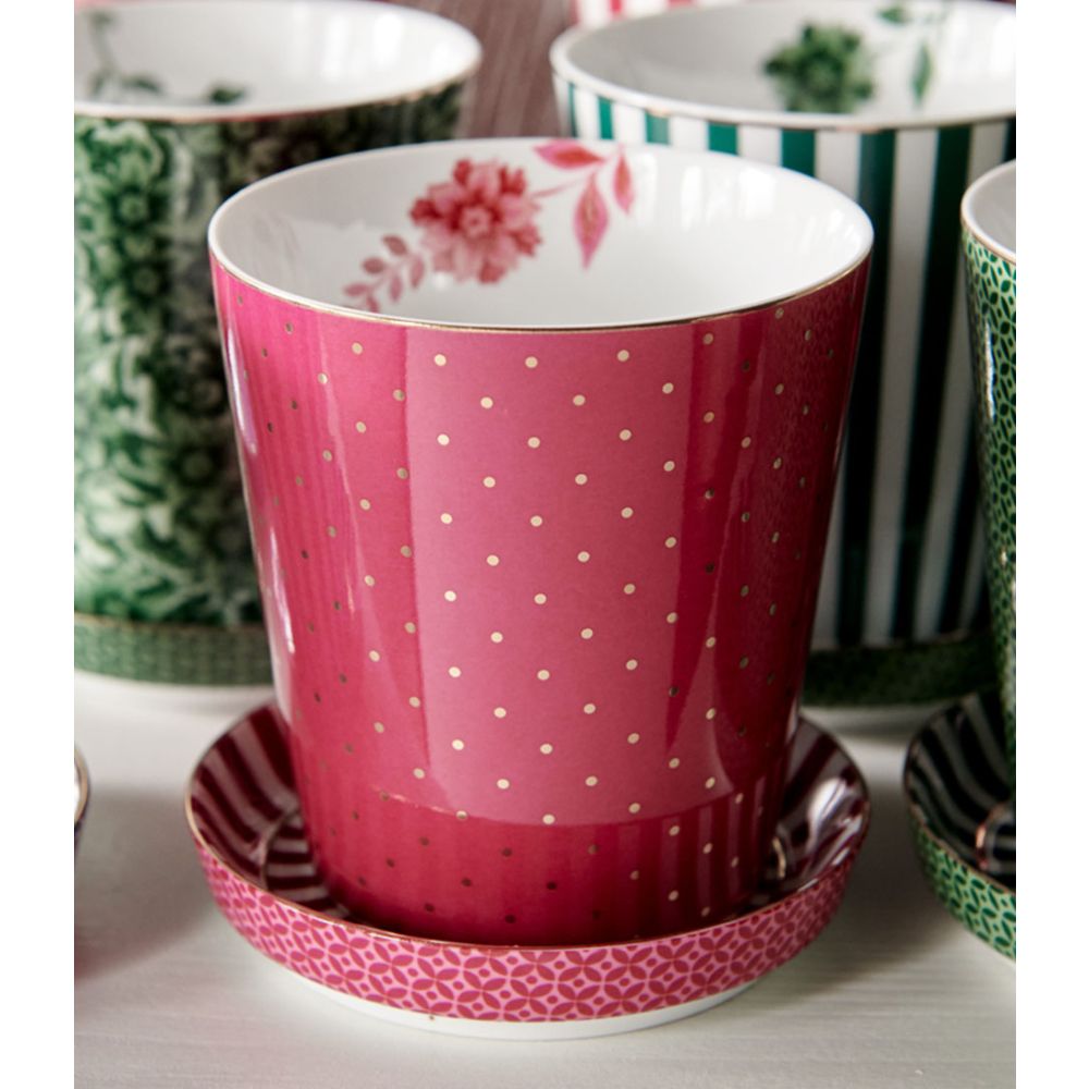 Set/2 Mug Piccolo Senza Orecchio Royal Pois & Tea Tip Rosa Scuro