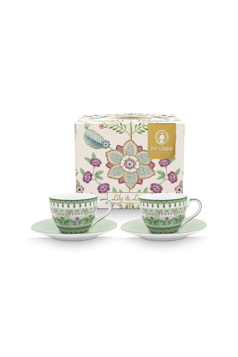 Set2 Esprersso Cups Lily Lotus Green