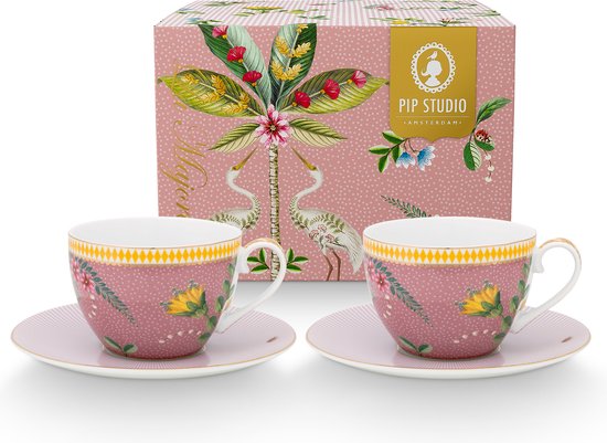 Set/2 Cups & Saucers La Majorelle Pink