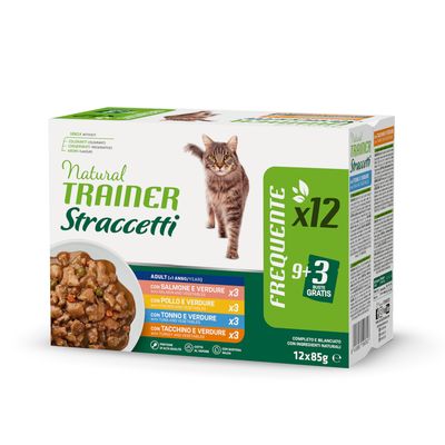 Natural Trainer Cat Straccetti Adult MuItipack 12x85g 4 Gusti
