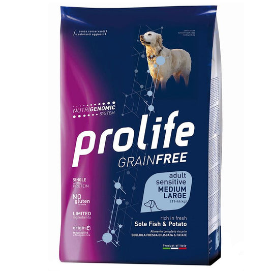Prolife Dog Grain Free Sensitive Adult Sogliola M/L