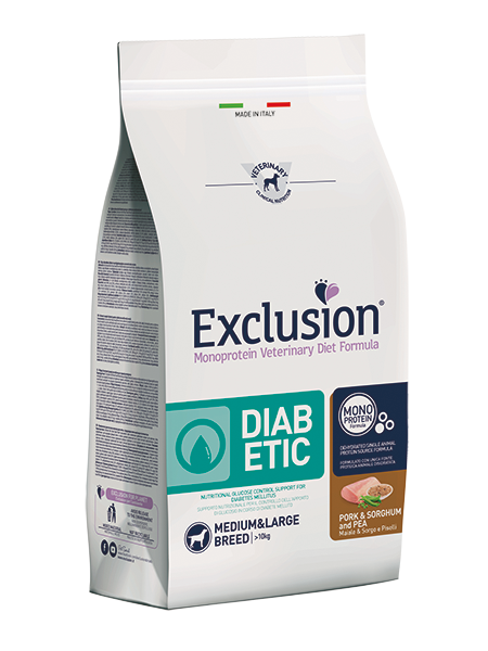 Exclusion Dog Diabetic Maiale & Sorgo & Piselli Medium/L