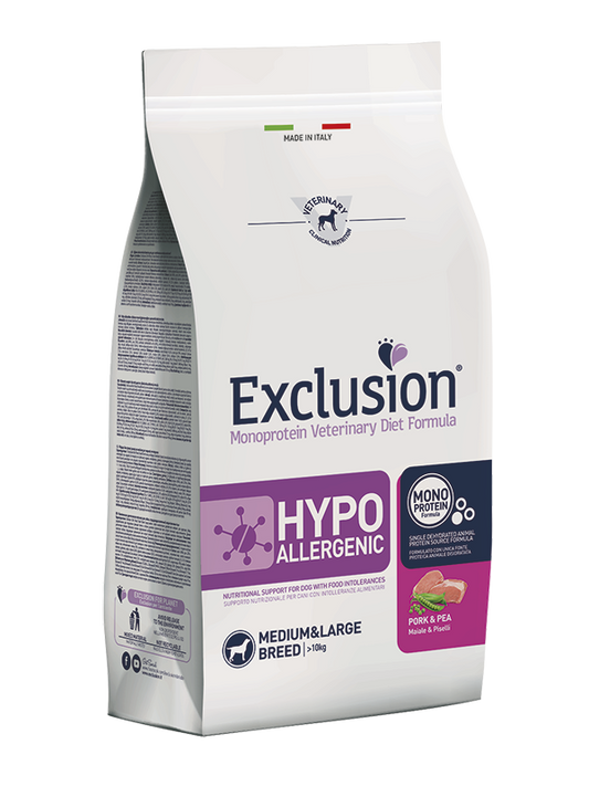 Exclusion Dog Hypoallergenic Maiale & Piselli Medium/L