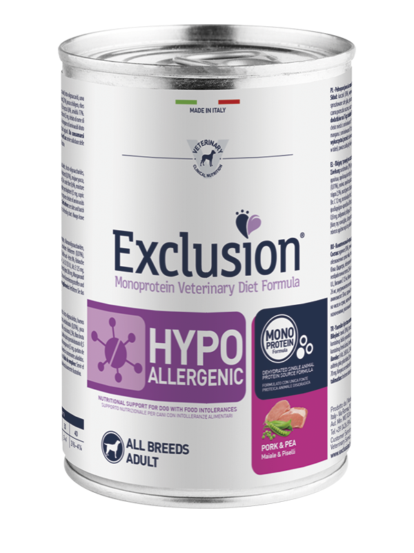 Exclusion Dog Hypoallergenic Maiale & Piselli Umido