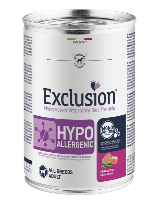 Exclusion Dog Hypoallergenic Maiale & Piselli Umido