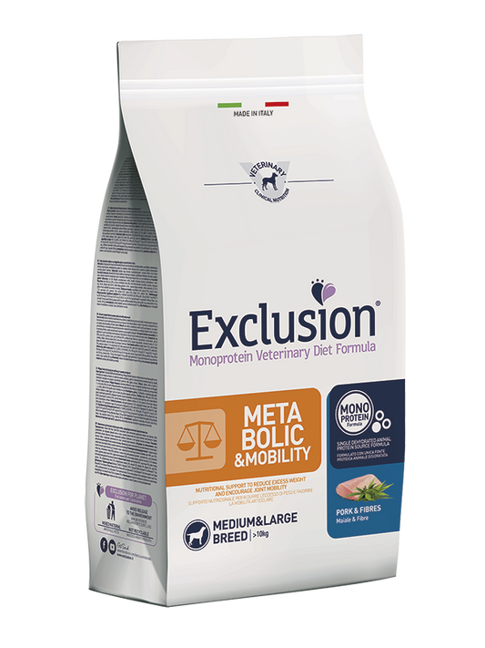 Exclusion Dog Metabolic-Mobility Maiale & Fibre Medium/L