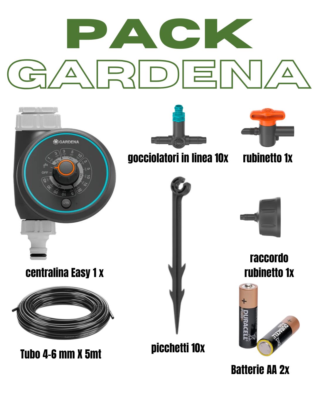 Kit Irrigazione a Goccia Gardena – Centralina Easy + Accessori Completi