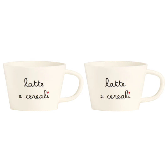 Set 2 Tazze Colazione Latte E Cereali