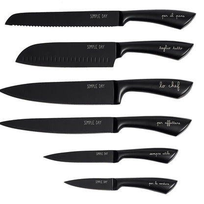Set 6 Coltelli Per La Cucina Nero