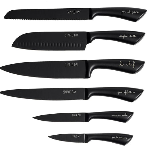 Set 6 Coltelli Per La Cucina Nero