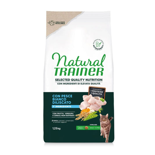 Natural Trainer Cat Selected No Grain Sterilizzato Pesce Bianco
