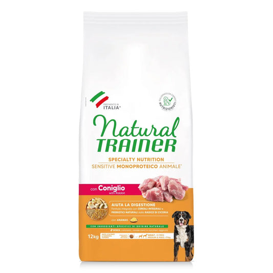 Natural Trainer Dog Sensitive Adult M/M Coniglio 12 Kg