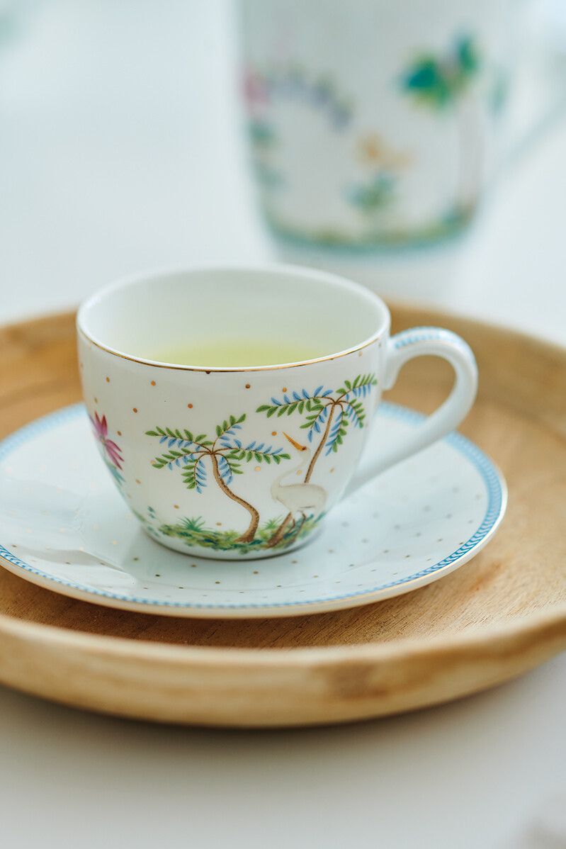 Set/2 Espresso Cups & Saucers Jolie Dots Gold