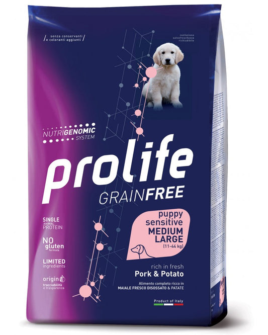 Prolife Dog Grain Free Sensitive Puppy Maiale M/L